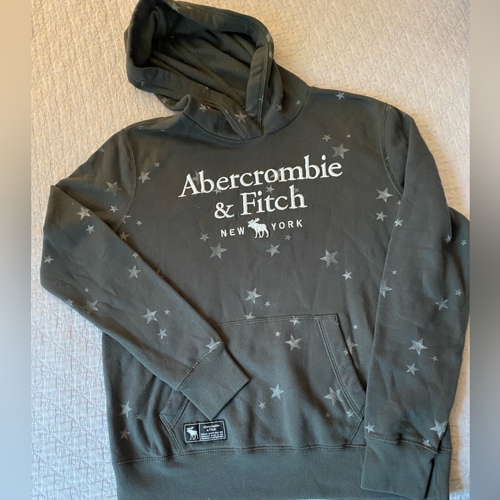 abercrombie kids Girl’s Star Print Pullover Hoodie w/pocket Size 15/16 Dark Gray